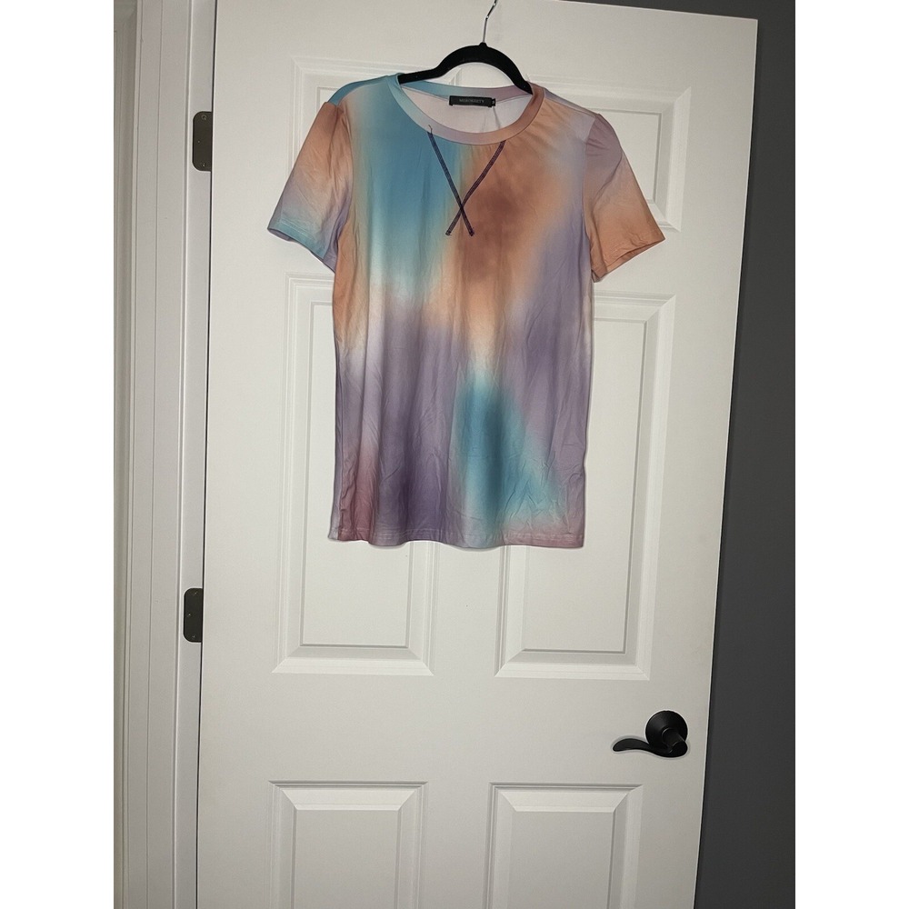 Merokeety 2 piece pajama Lounge set medium mauve blue purple tie dye Intimates